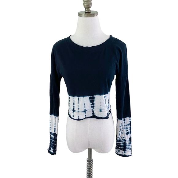 Harley-Davidson Black & White Long Sleeve Tie Dye Crop Top Crew Neck Size Small - Picture 1 of 7